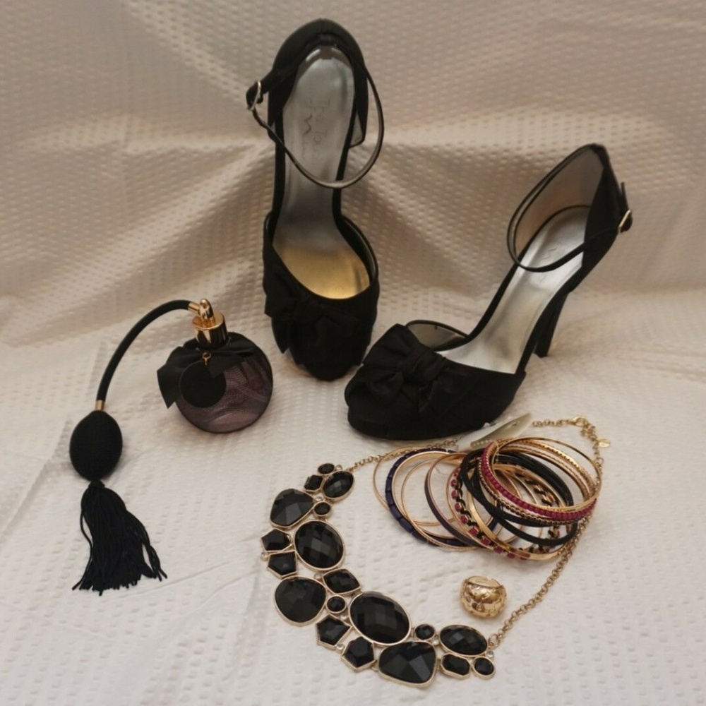 Touch of Nina (Elayne) Black Satin High Heels